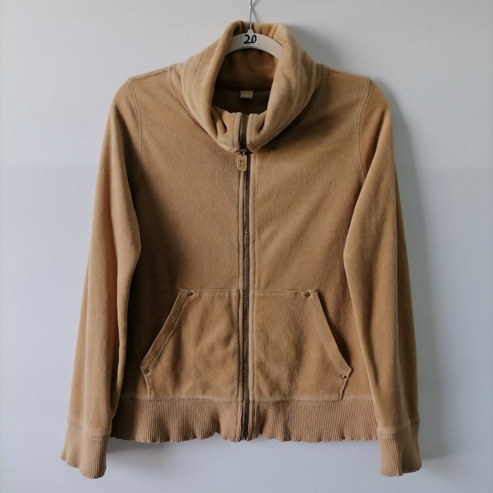 Michael Kors Womens Sand Brown Long Sleeve Full Zip Pocket Front Jacket Size M